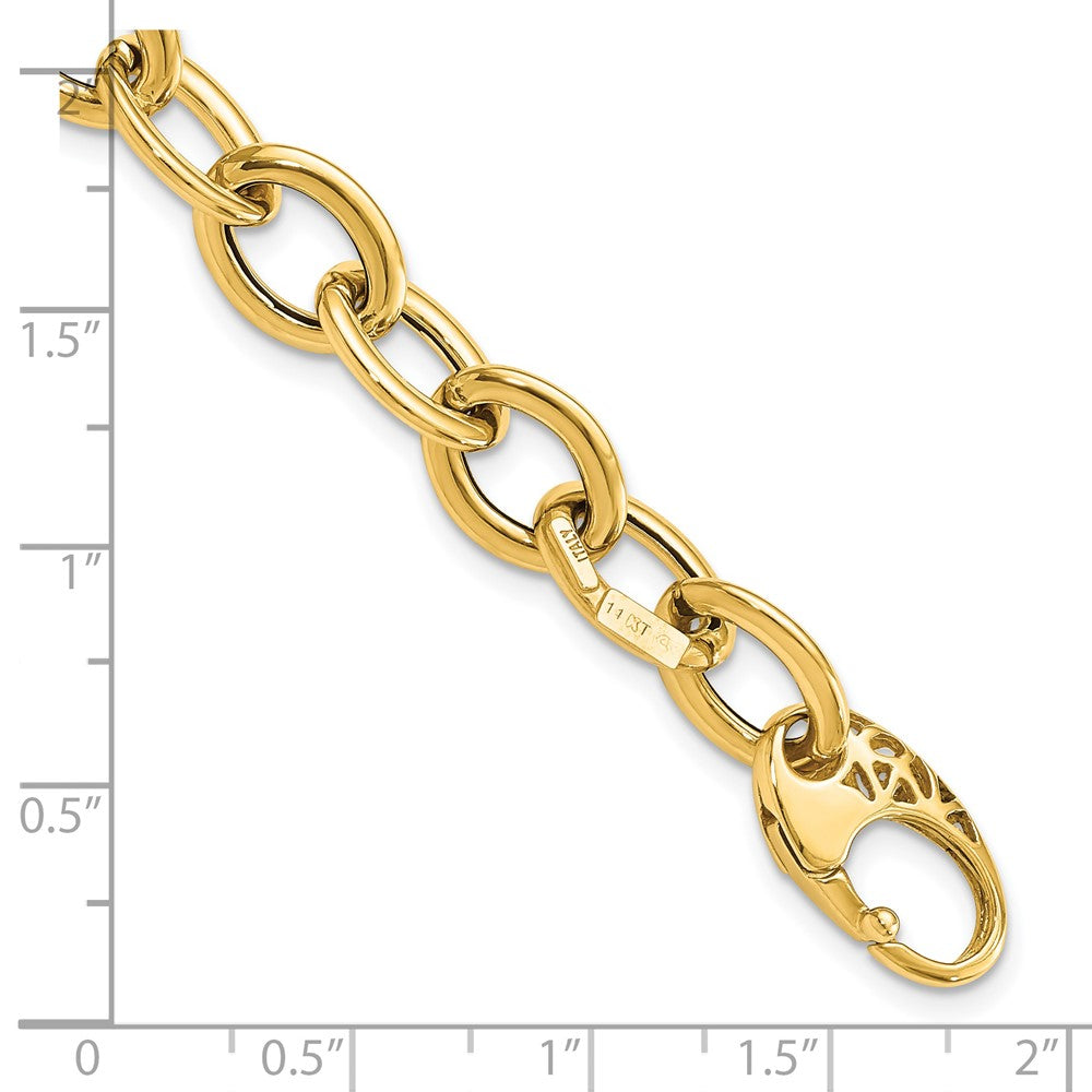 14k Yellow Gold 9.3 mm Polished Fancy Oval Link Bracelet (6.39 grams)