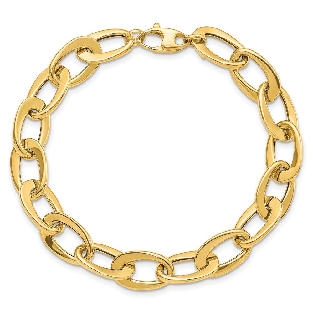 14k Yellow Gold 9.7 mm Polished Fancy Link Bracelet (5.57 grams)