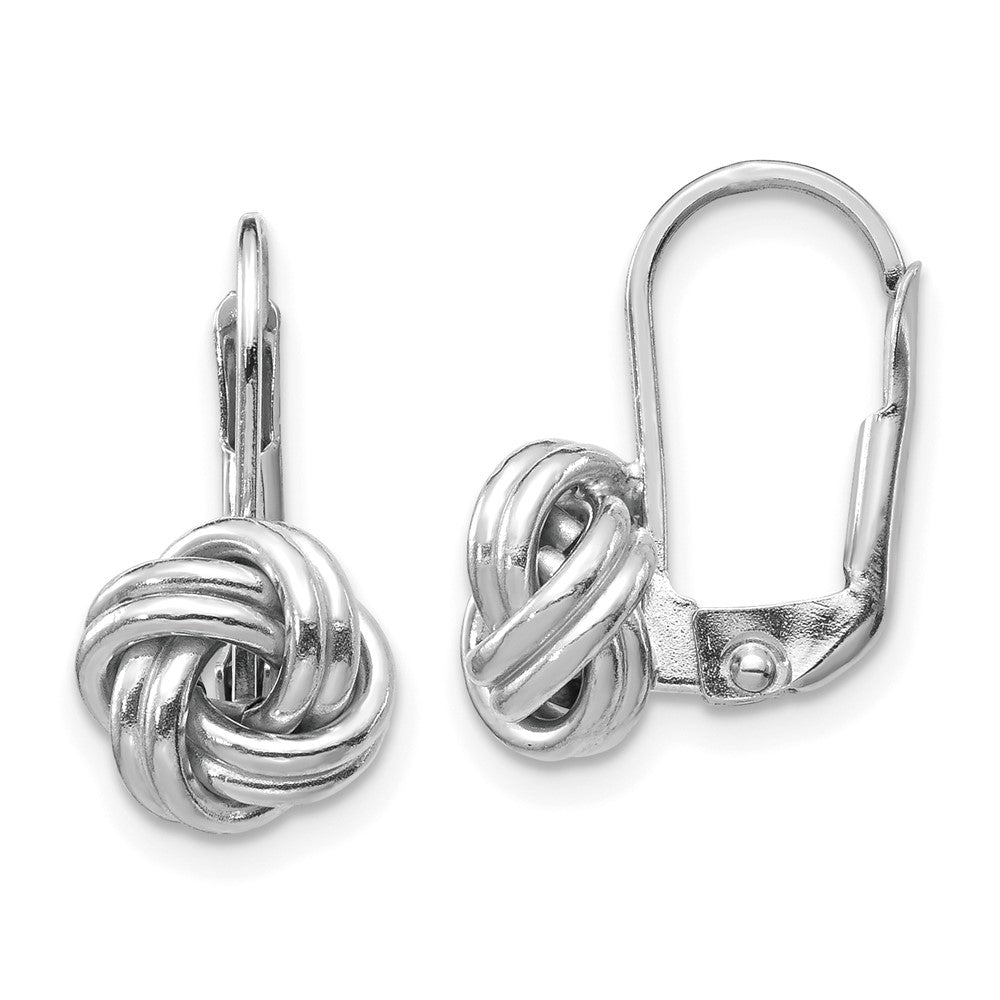 14k White Gold 9 mm Polished Love Knot Leverback Earrings (1.43 grams)