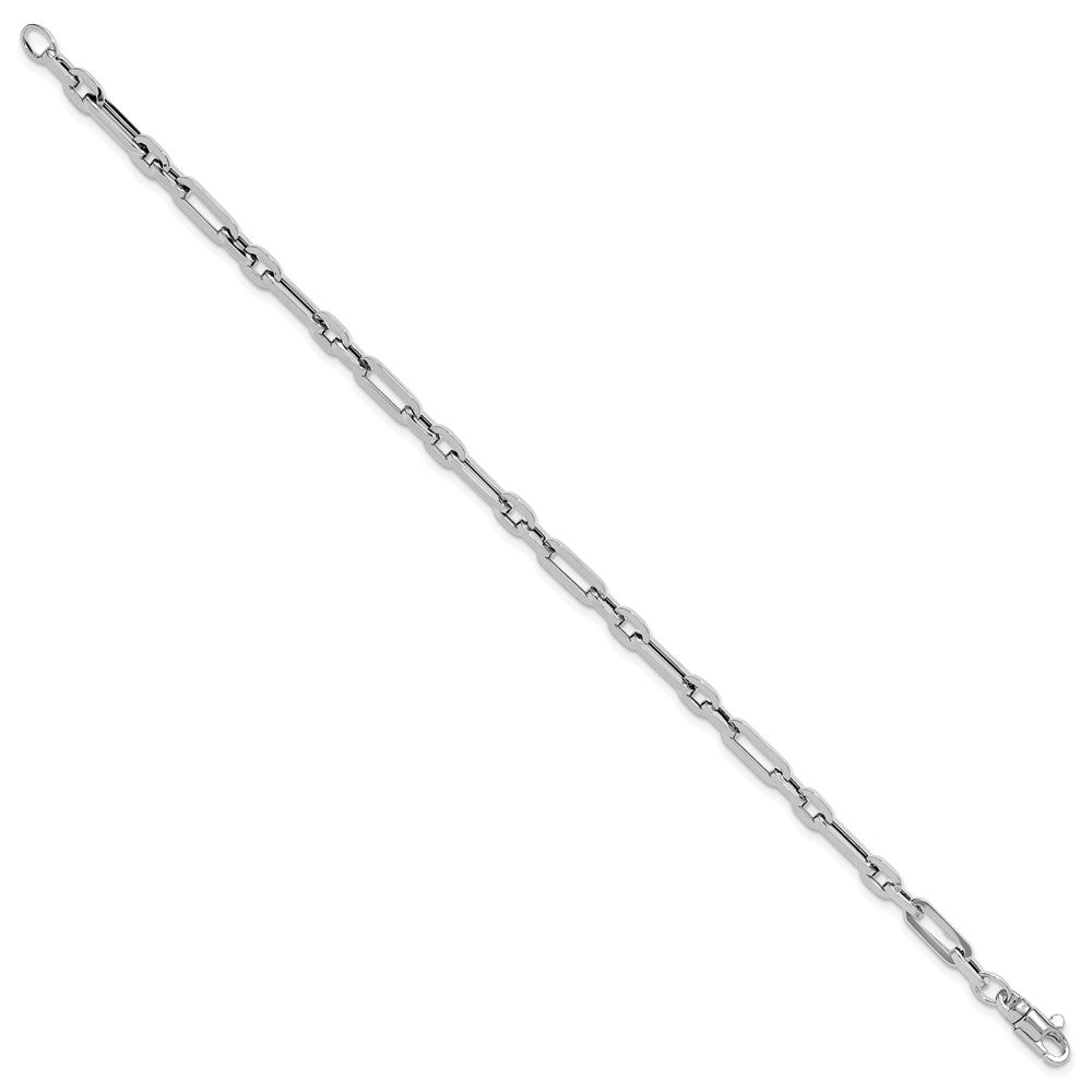 14k White Gold 4.1 mm Polished Fancy Link Bracelet (4.21 grams)