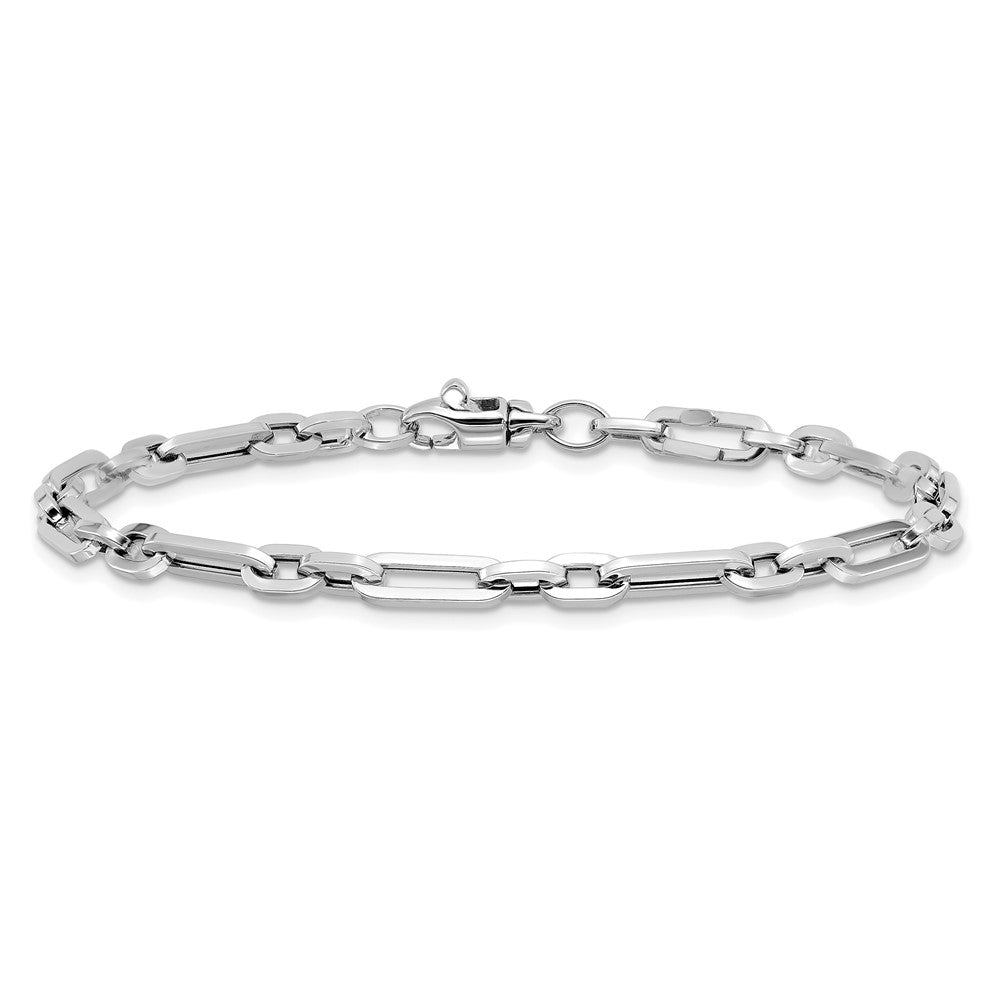 14k White Gold 4.1 mm Polished Fancy Link Bracelet (4.21 grams)
