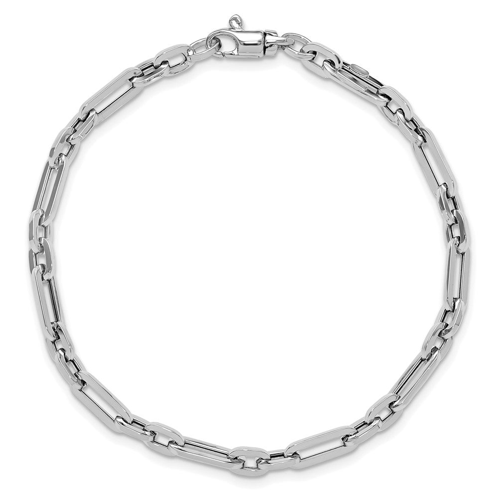 14k White Gold 4.1 mm Polished Fancy Link Bracelet (4.21 grams)