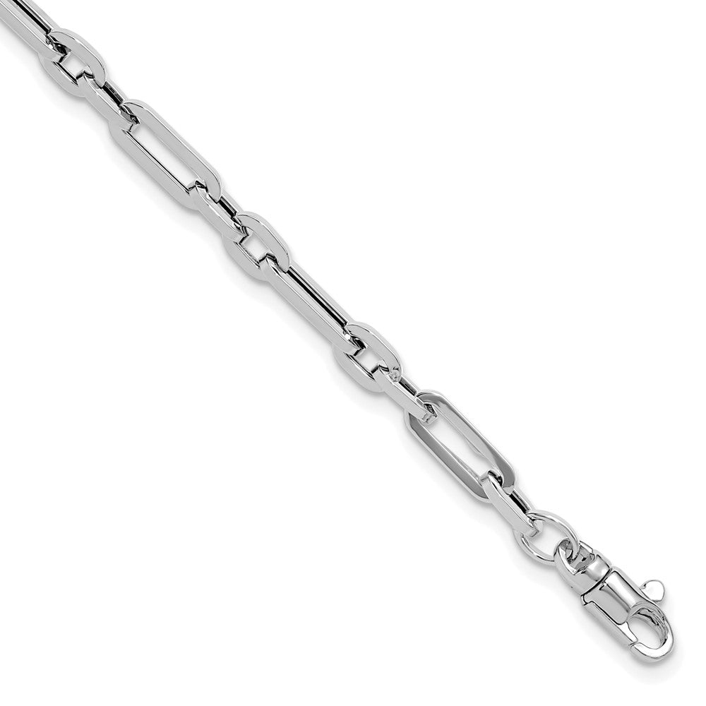 14k White Gold 4.1 mm Polished Fancy Link Bracelet (4.21 grams)