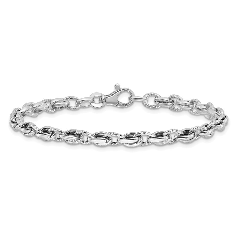 14k White Gold 6 mm in Polished Fancy Link Bracelet (4.35 grams)