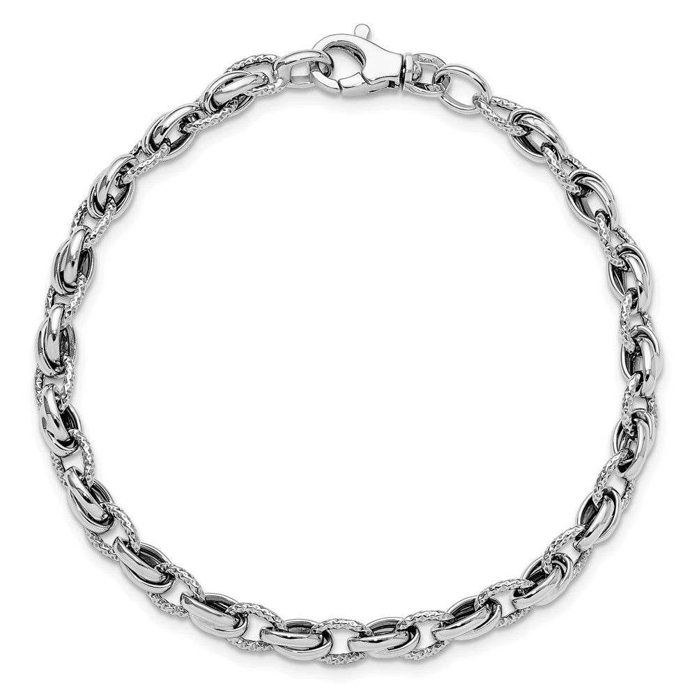 14k White Gold 6 mm in Polished Fancy Link Bracelet (4.35 grams)