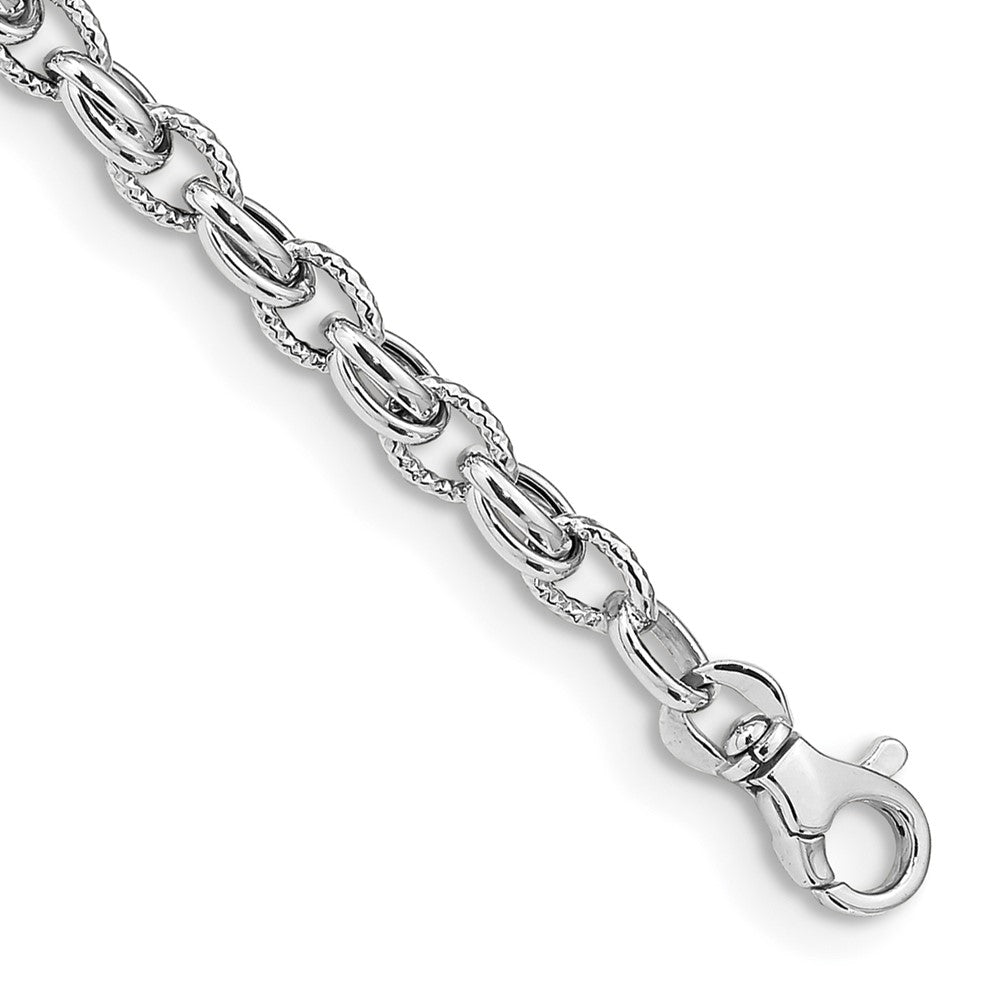 14k White Gold 6 mm in Polished Fancy Link Bracelet (4.35 grams)