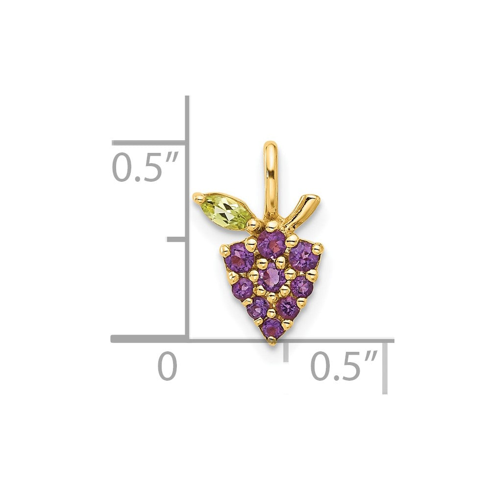 14K Gold Amethyst and Peridot Grapes Chain Slide (0.73 grams)