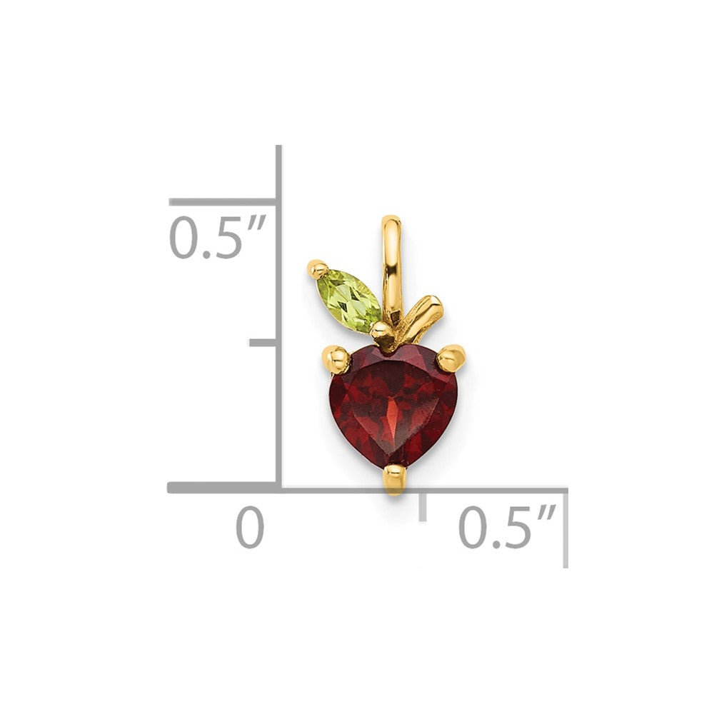 14K Gold Garnet and Peridot Apple Chain Slide (0.74 grams)