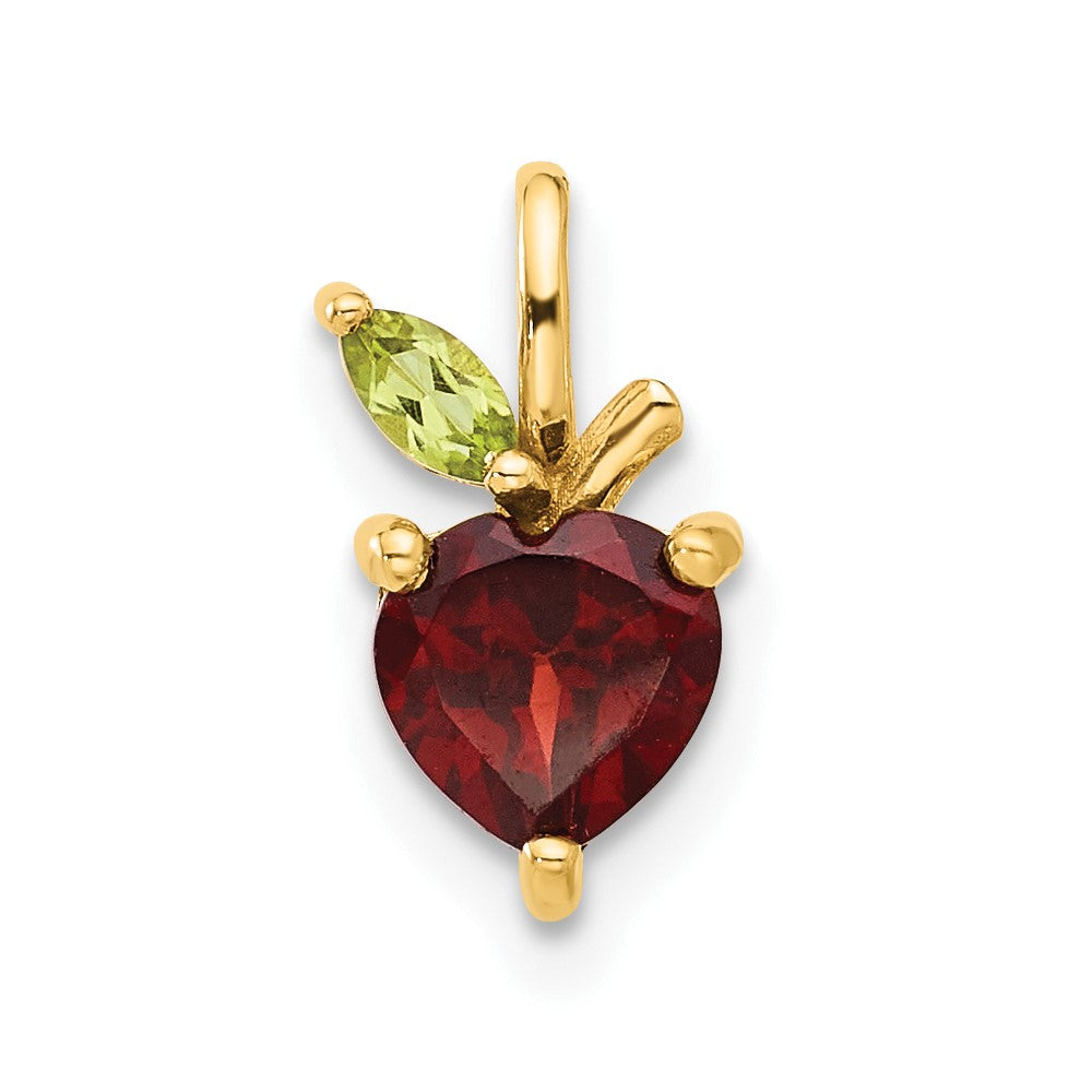 14K Gold Garnet and Peridot Apple Chain Slide (0.74 grams)