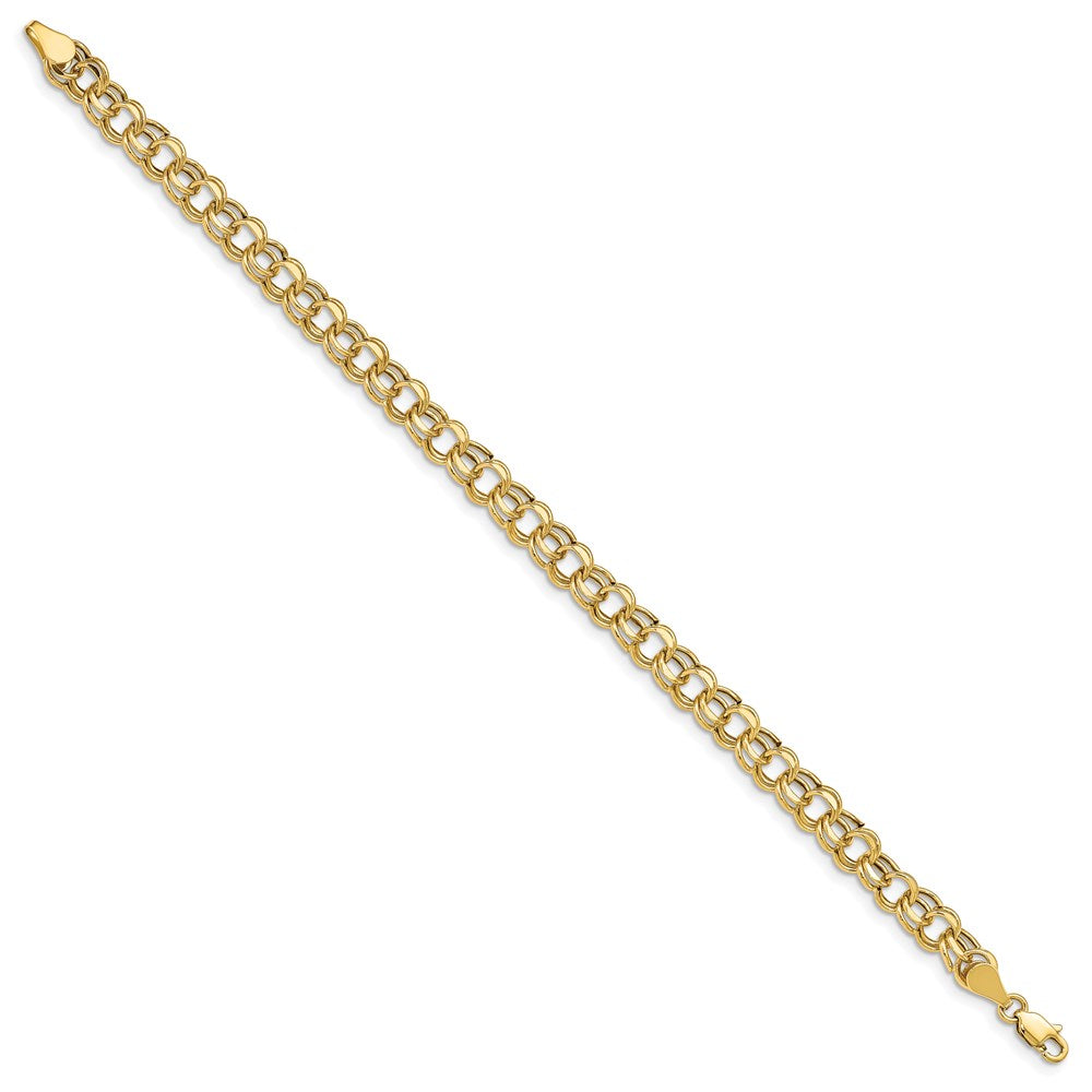 14k Yellow Gold Double Link Charm Bracelet (3.53 grams)