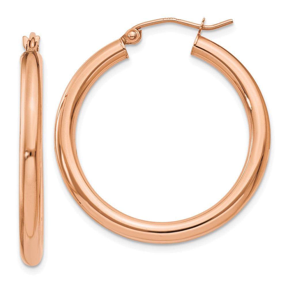 14k Rose Gold 3 mm Lightweight Tube Hoop Earrings (2.19 grams)