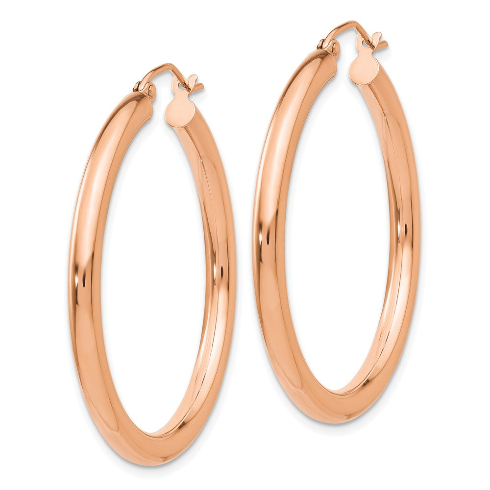 14k Rose Gold 3 mm Lightweight Tube Hoop Earrings (2.66 grams)