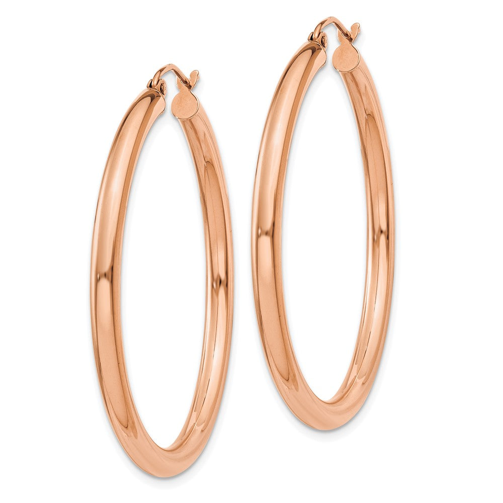 14k Rose Gold 3 mm Lightweight Tube Hoop Earrings (3.01 grams)