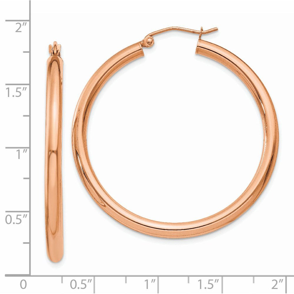 14k Rose Gold 3 mm Lightweight Tube Hoop Earrings (3.01 grams)