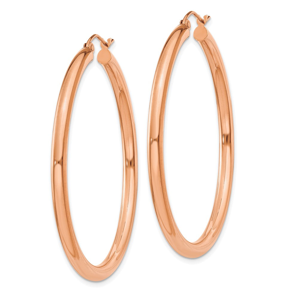 14k Rose Gold 3 mm Lightweight Tube Hoop Earrings (3.29 grams)