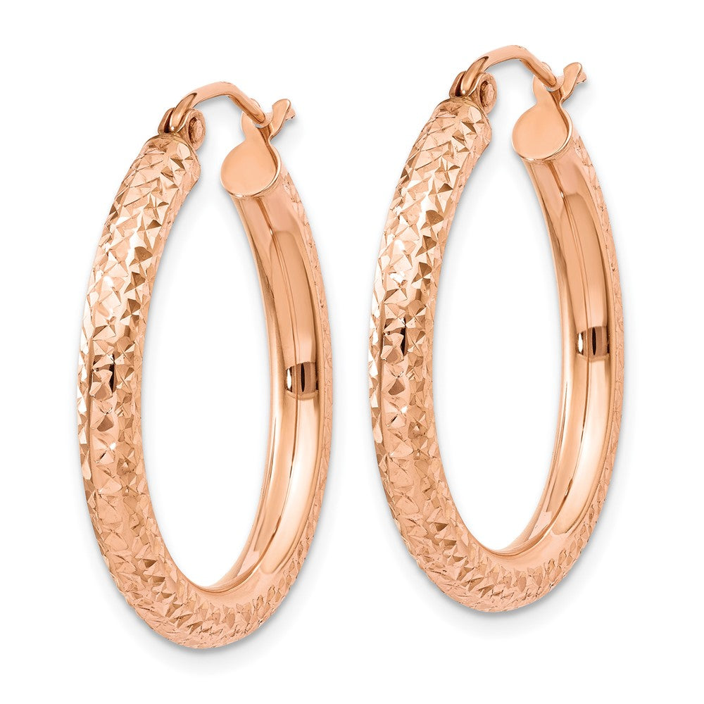 14k Rose Gold 3 mm Diamond-cut Hoop (1.8 grams)