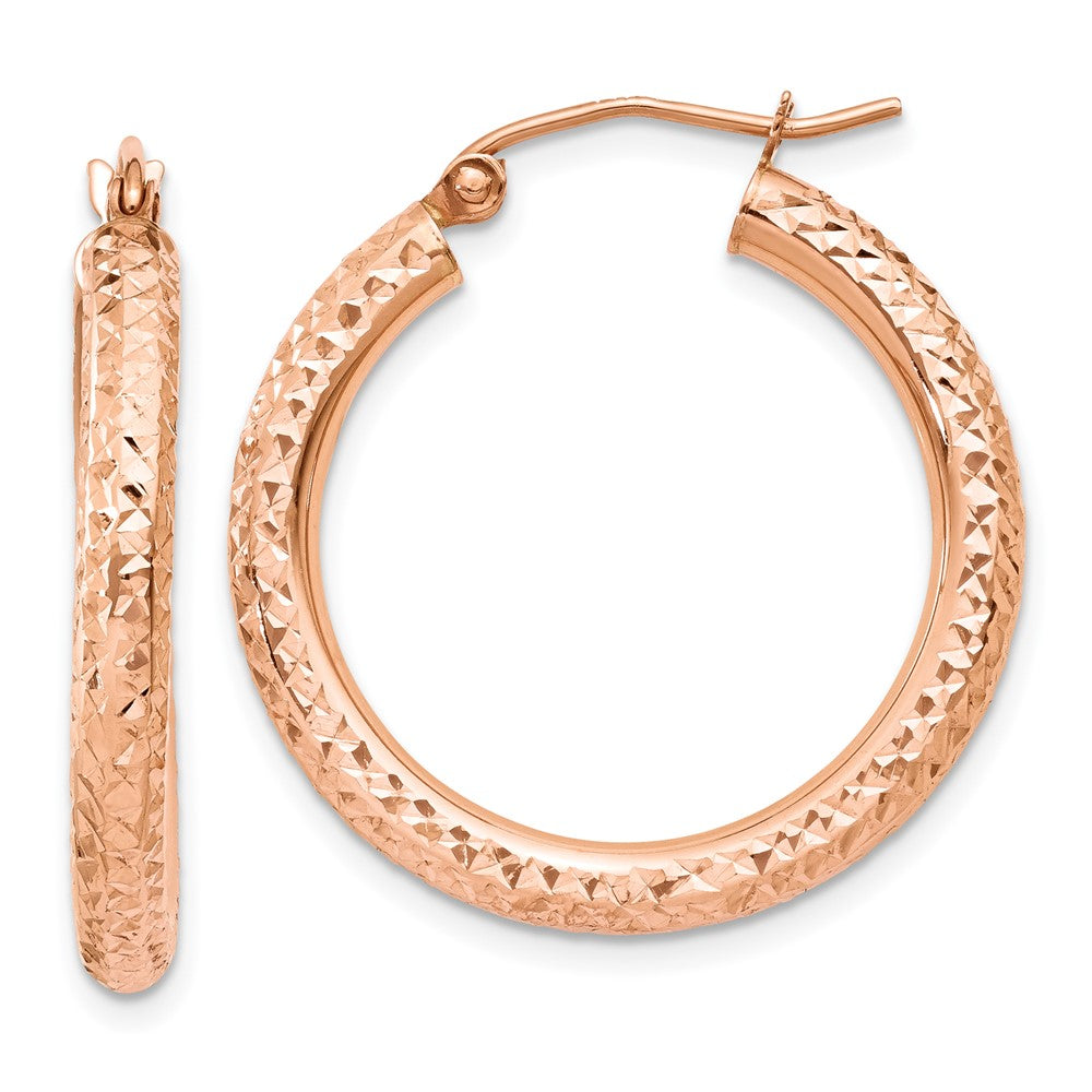 14k Rose Gold 3 mm Diamond-cut Hoop (1.8 grams)