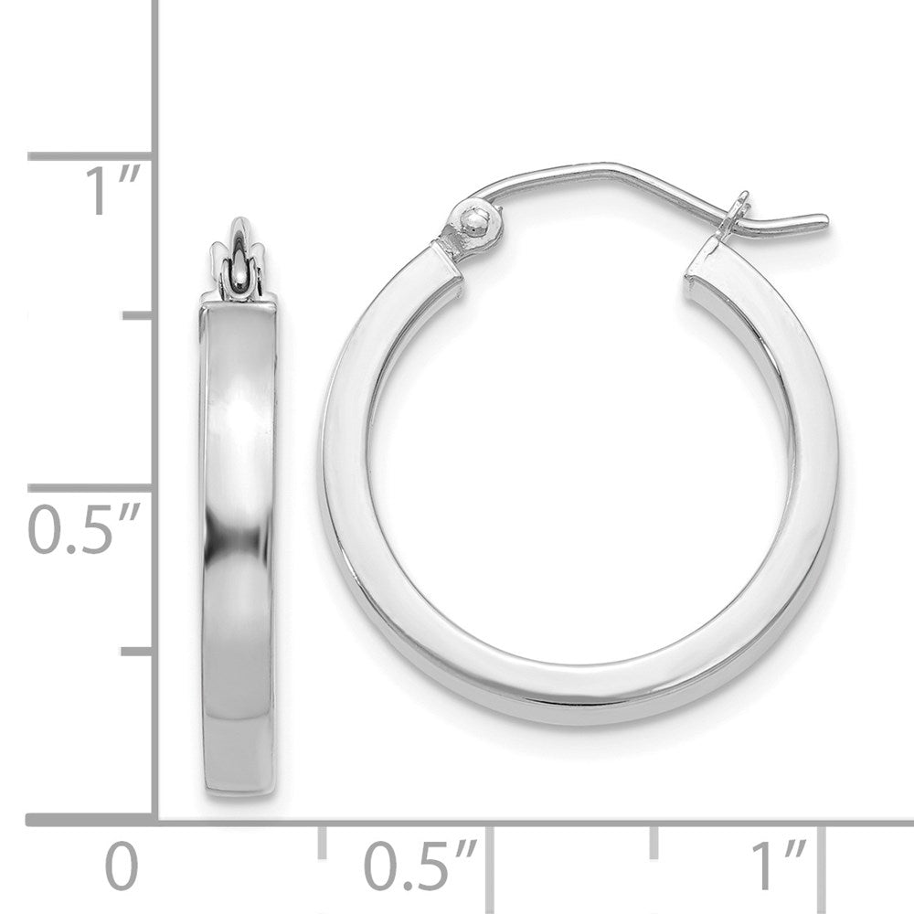 14k White Gold 2.9 mm Rectangle Tube Hoop (1.63 grams)