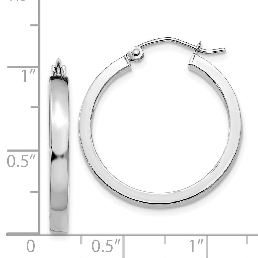 14k White Gold 2 mm Rectangle Tube Hoop (2.11 grams)
