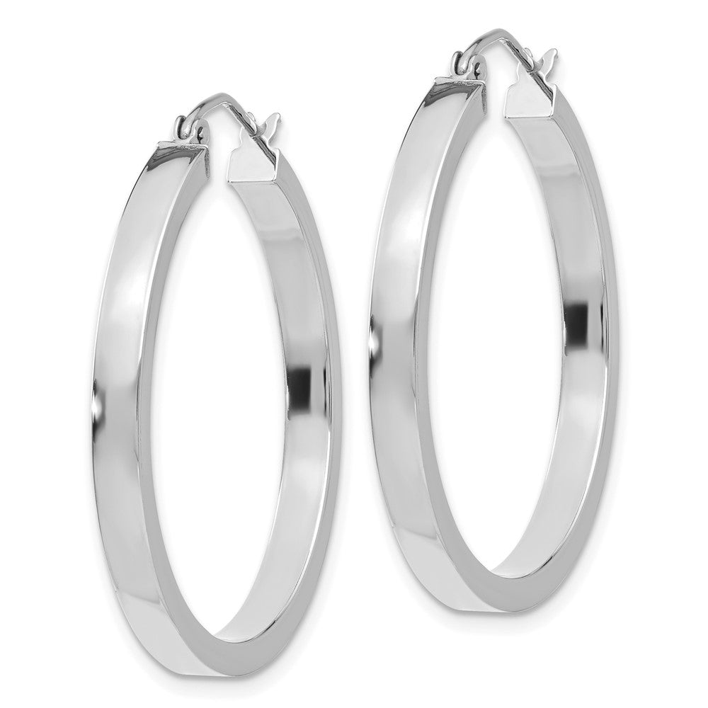 14k White Gold 2 mm Rectangle Tube Hoop (2.45 grams)