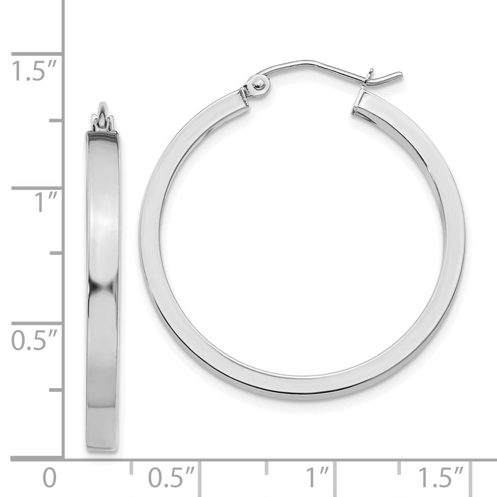 14k White Gold 2 mm Rectangle Tube Hoop (2.45 grams)