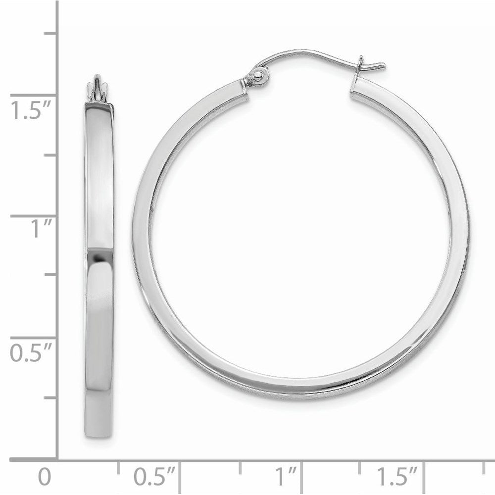 14k White Gold 35 mm Rectangle Tube Hoop (2.95 grams)