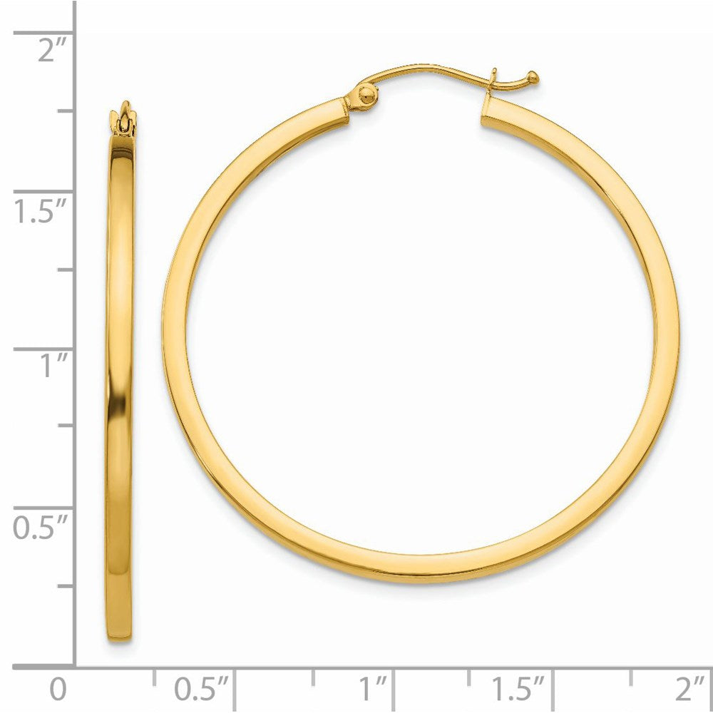 14k Yellow Gold 2 mm Square Tube Hoop Earrings (2.94 grams)