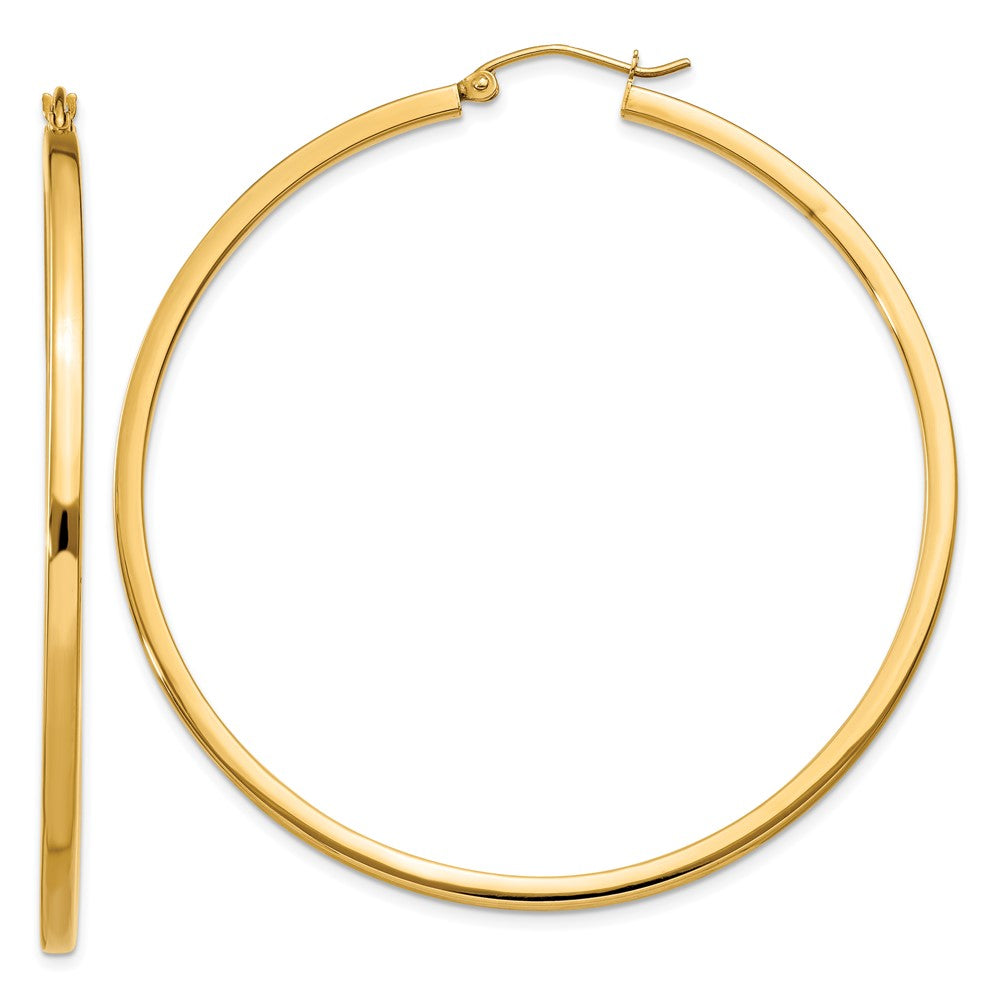 14k Yellow Gold 2 mm Square Tube Hoop Earrings (3.83 grams)