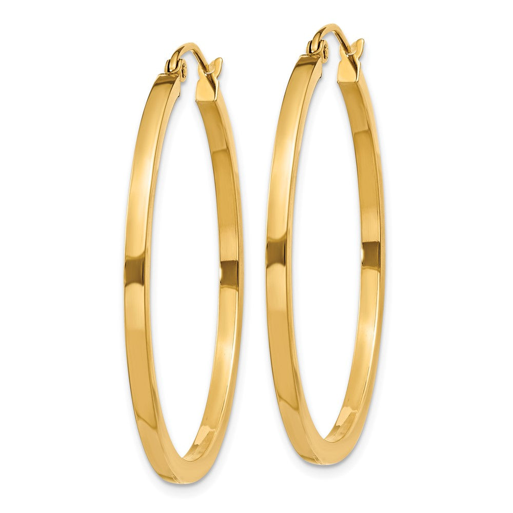 14k Yellow Gold 2 mm Square Tube Hoop Earrings (2.53 grams)