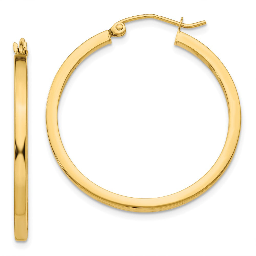 14k Yellow Gold 35 mm Square Tube Hoop Earrings (2.07 grams)