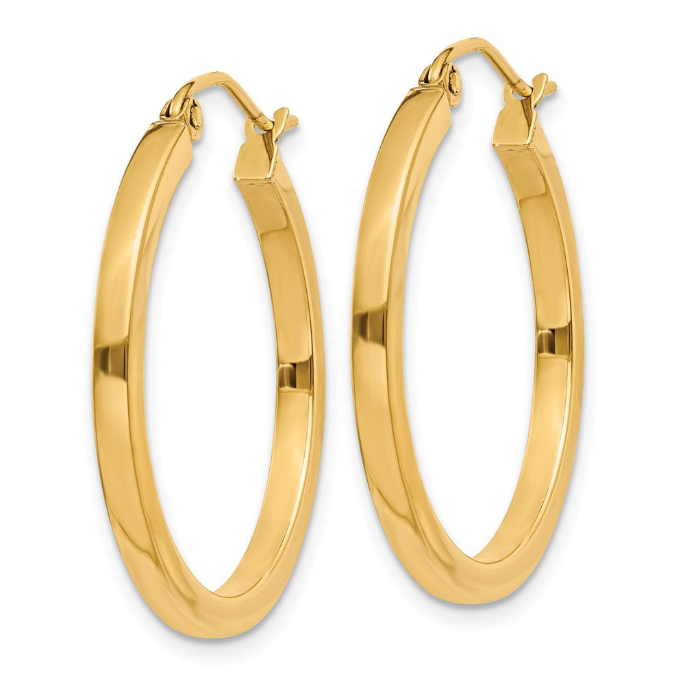 14k Yellow Gold 2 mm Square Tube Hoop Earrings (1.61 grams)