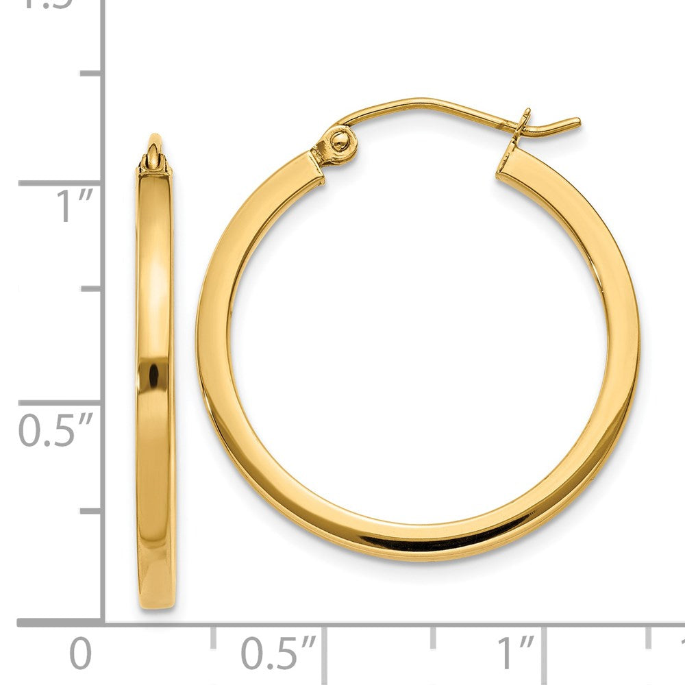 14k Yellow Gold 2 mm Square Tube Hoop Earrings (1.61 grams)