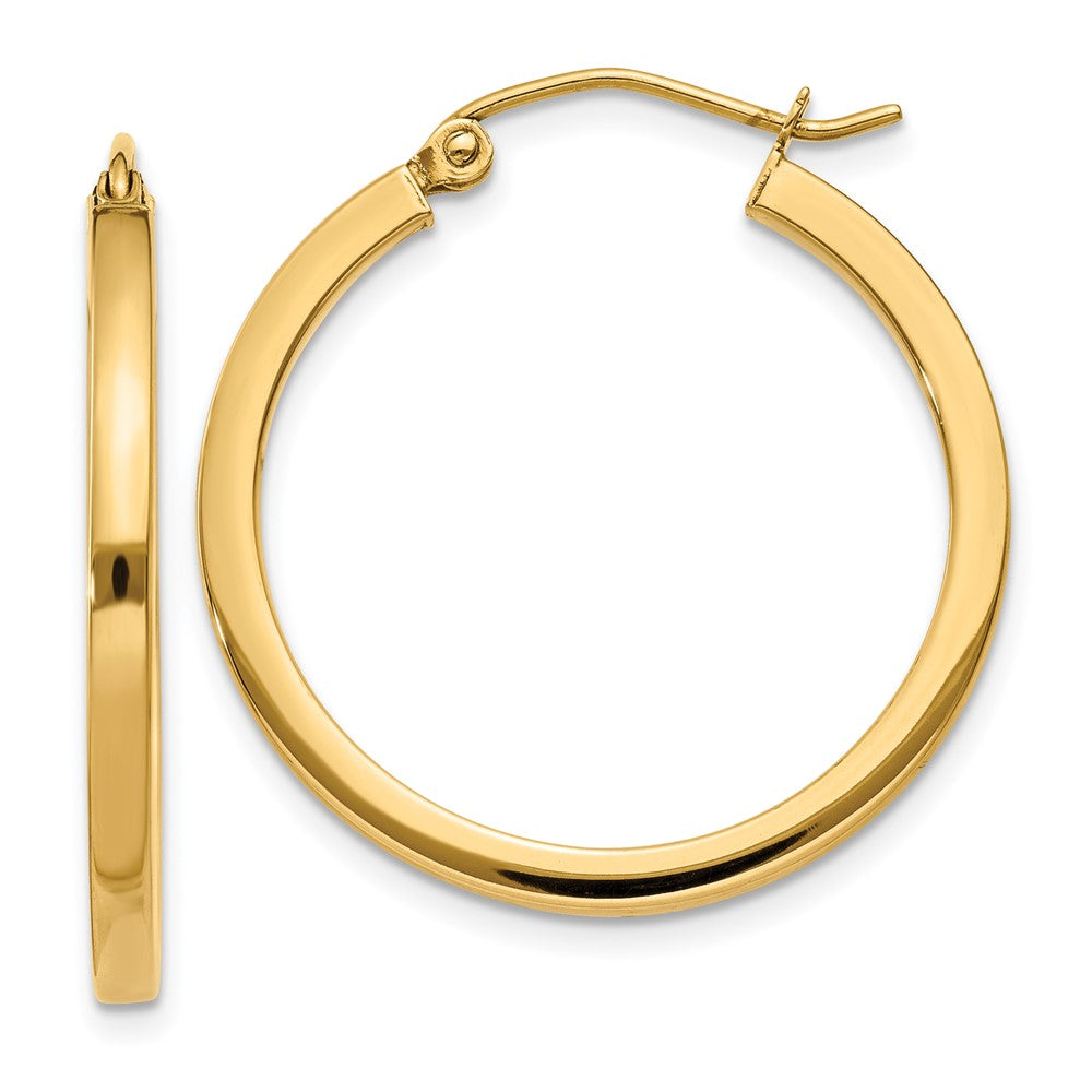 14k Yellow Gold 2 mm Square Tube Hoop Earrings (1.61 grams)