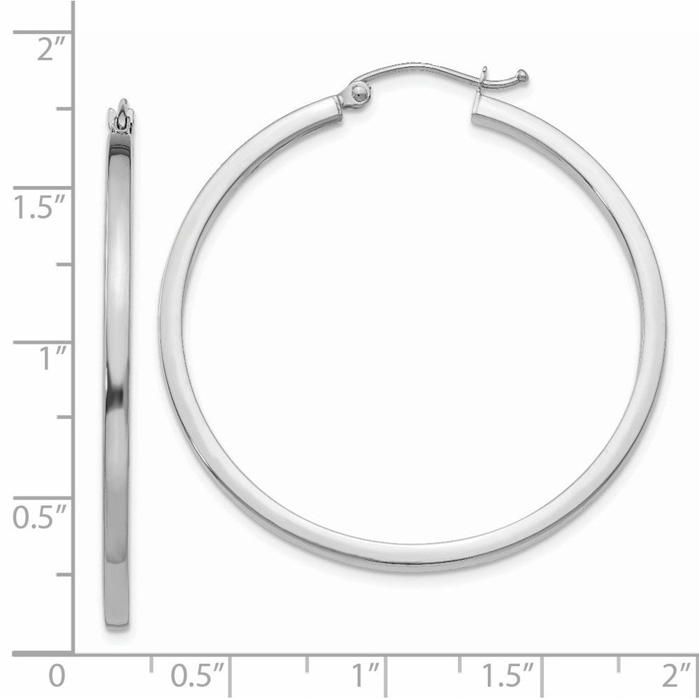 14k White Gold 2 mm Square Tube Hoops (2.91 grams)
