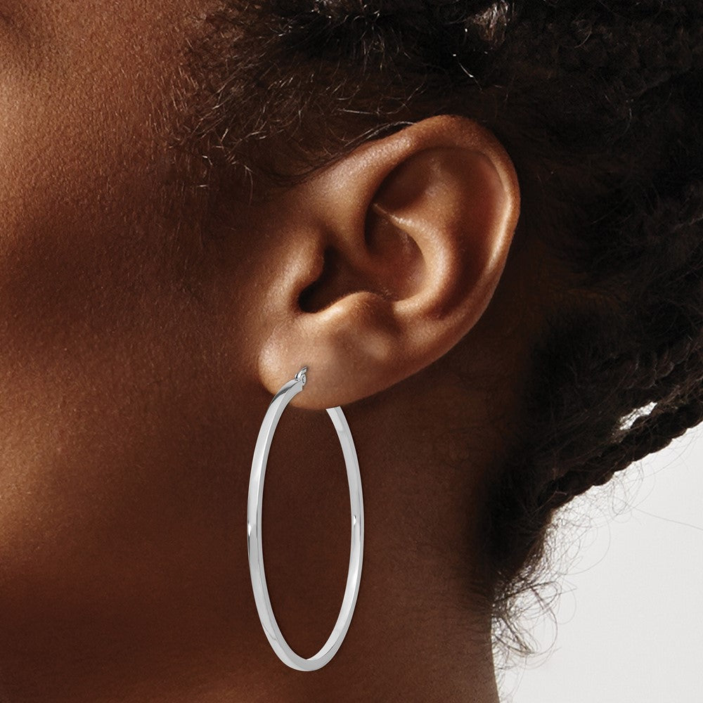 14k White Gold 2 mm Square Tube Hoops (3.67 grams)