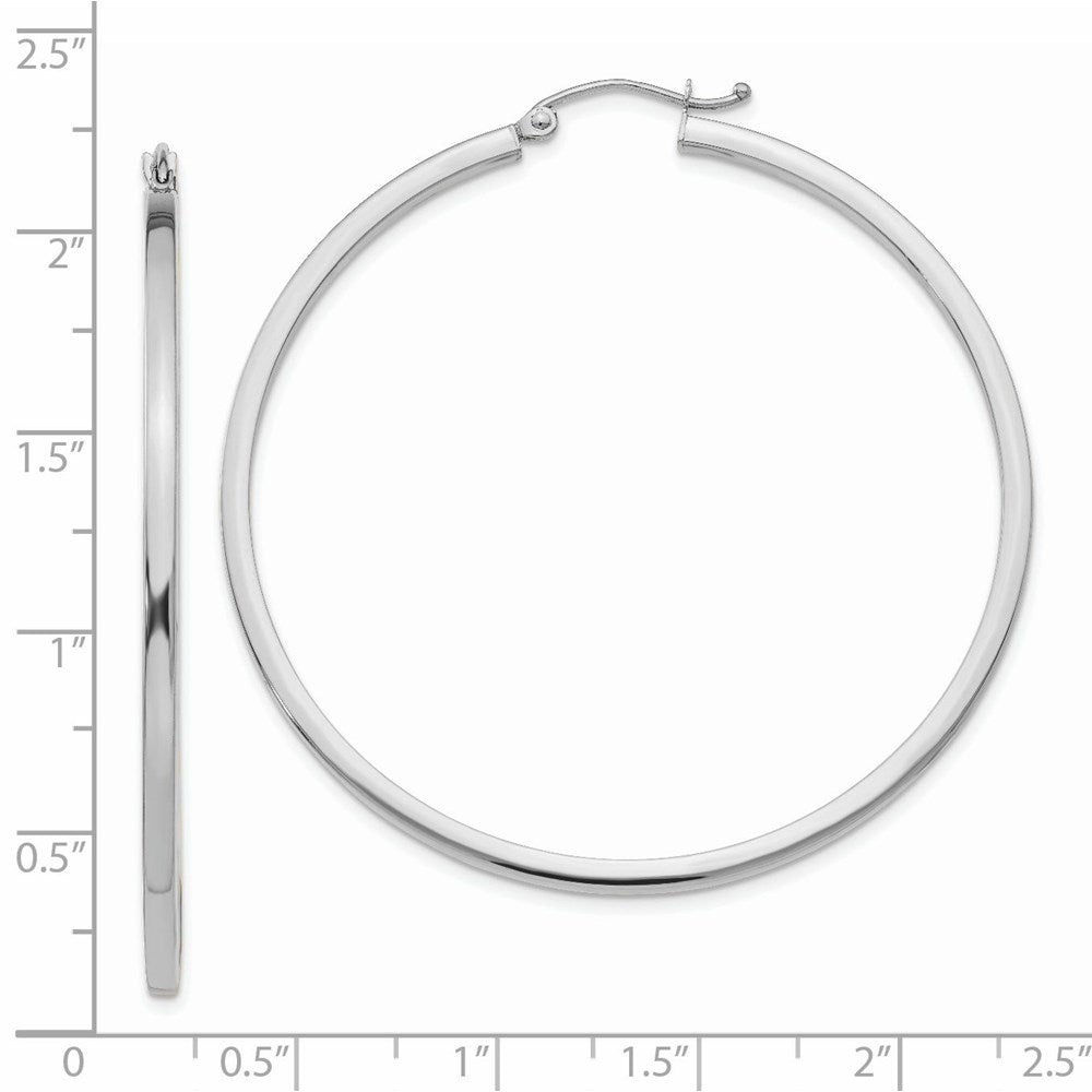 14k White Gold 2 mm Square Tube Hoops (3.67 grams)
