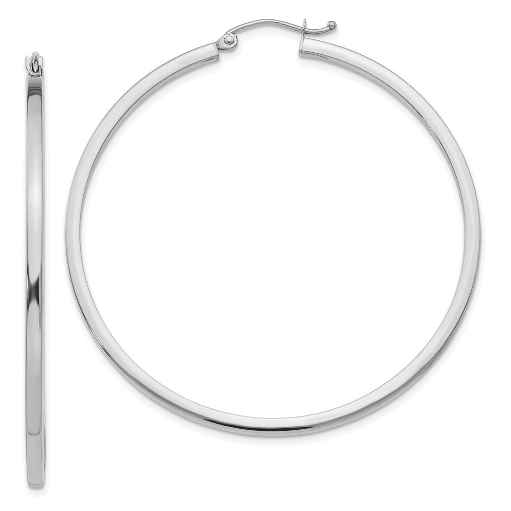 14k White Gold 2 mm Square Tube Hoops (3.67 grams)