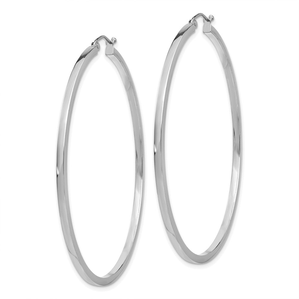 14k White Gold 2 mm Square Tube Hoops (3.83 grams)