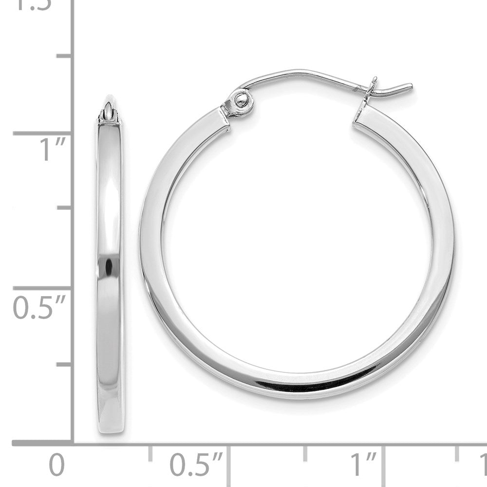 14k White Gold 2 mm Square Tube Hoops (1.74 grams)