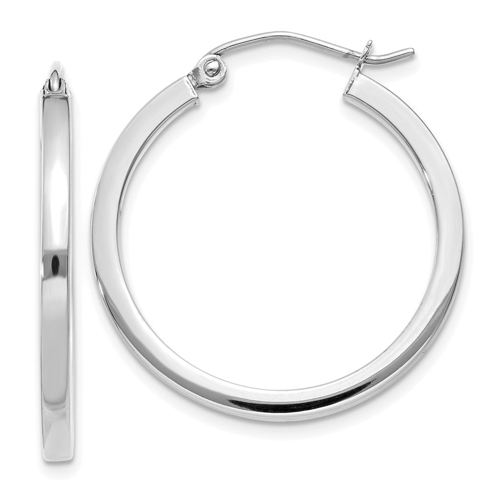 14k White Gold 2 mm Square Tube Hoops (1.74 grams)