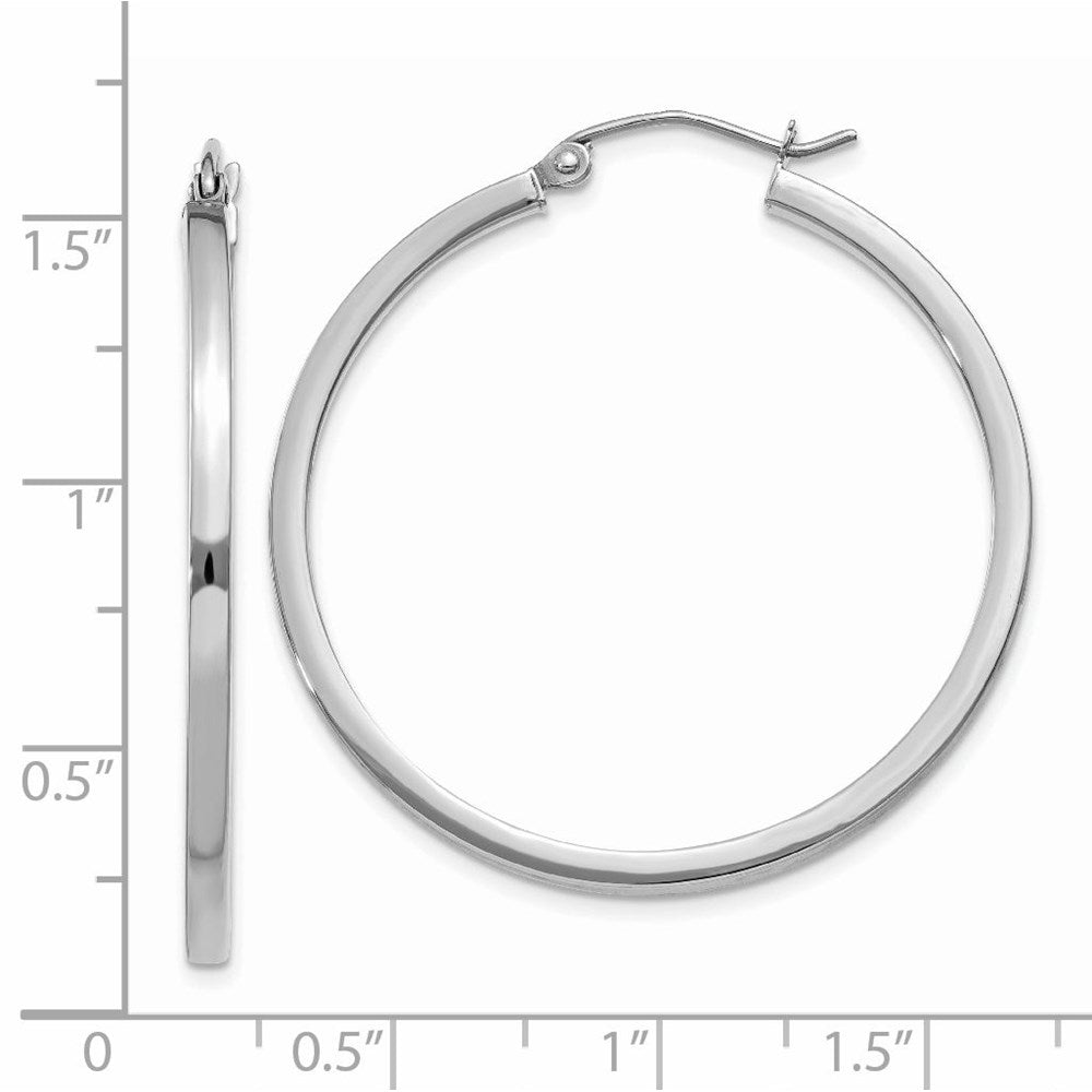 14k White Gold 2 mm Square Tube Hoops (2.5 grams)