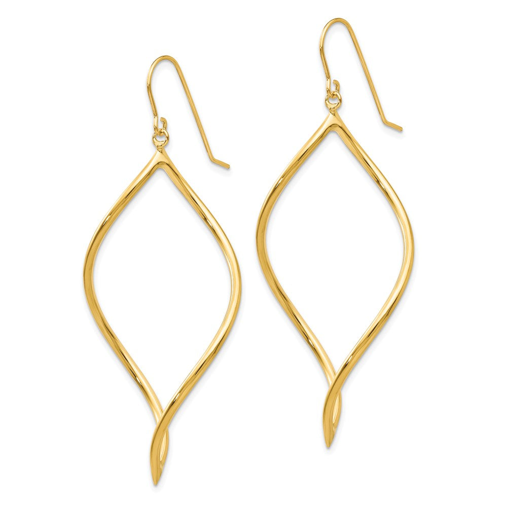 14k Yellow Gold 25 mm Twisted Drop Earrings (2.37 grams)