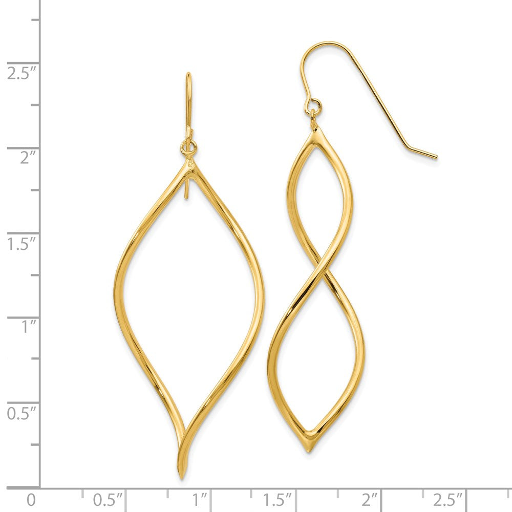 14k Yellow Gold 25 mm Twisted Drop Earrings (2.37 grams)