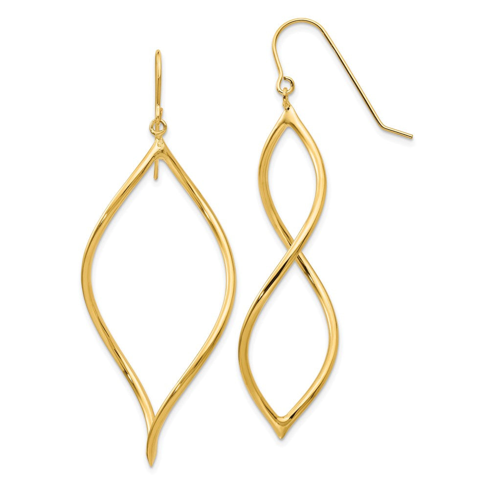 14k Yellow Gold 25 mm Twisted Drop Earrings (2.37 grams)
