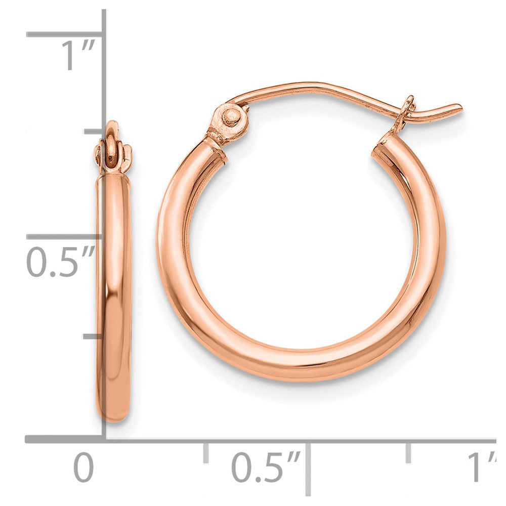 14k Rose Gold 18.25 mm Lightweight Tube Hoop Earrings (1.02 grams)