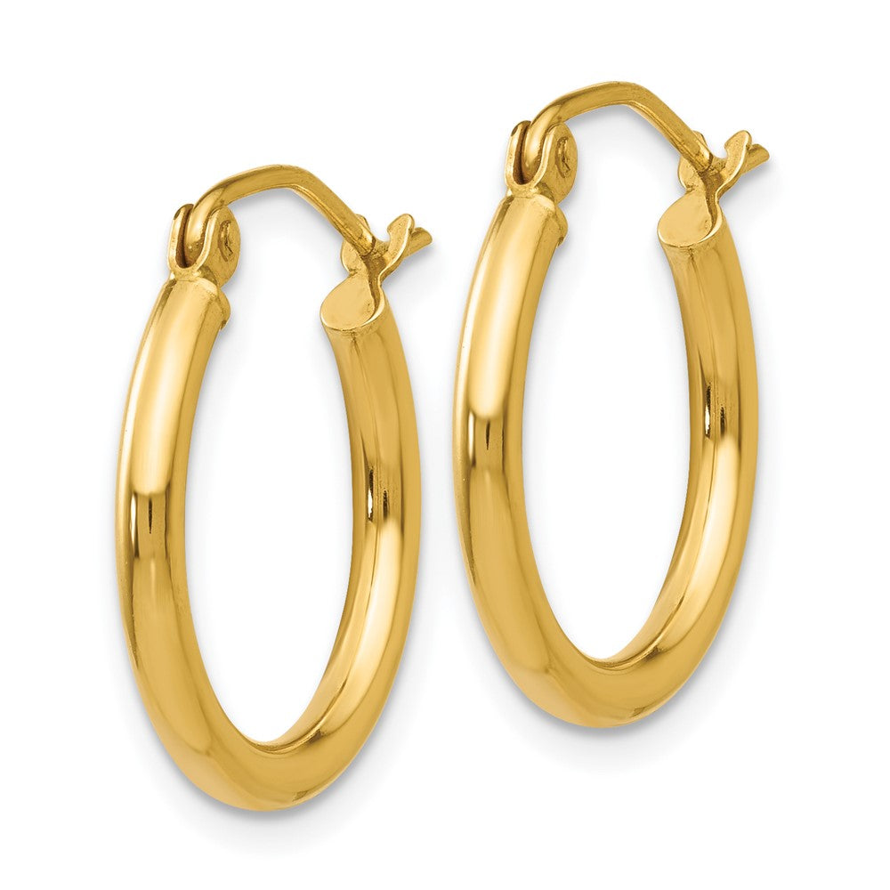 14k Yellow Gold 16.5 mm Lightweight Tube Hoop Earrings (0.92 grams)