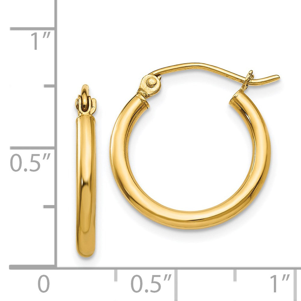 14k Yellow Gold 16.5 mm Lightweight Tube Hoop Earrings (0.92 grams)