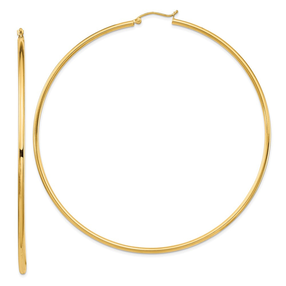 14k Yellow Gold 80 mm Round Tube Hoop Earrings (5.04 grams)