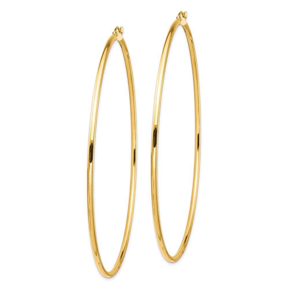 14k Yellow Gold 80 mm Lightweight Round Tube Hoop Earrings (4.73 grams)