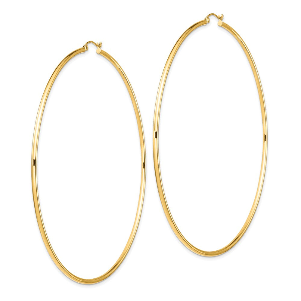 14k Yellow Gold 90.5 mm Round Tube Hoop Earrings (5.26 grams)
